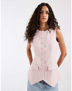 River Island Gestreept Hoogsluitend Gilet - Roze