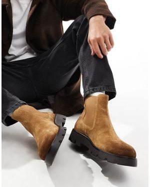 ASOS – chelsea-stiefel aus brüniertem wildleder - Schwarz