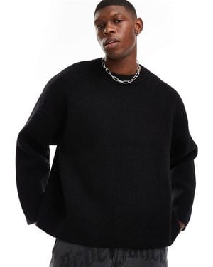 Weekday Teo - pull oversize en laine mélangée - Noir