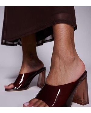 Public Desire Mules Marrones De Tacón Transparente Kyoto De -Marrón