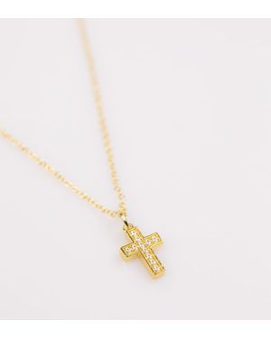 Lovisa Plated Sterling Cubic Zirconia Cross Necklace - Natural