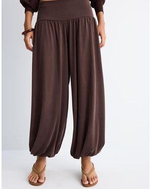 Stradivarius Knit Sarouel Trousers - Brown