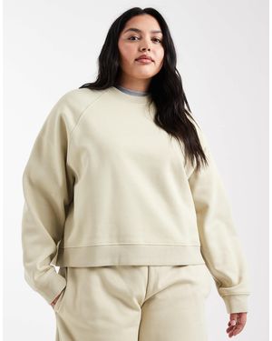 ASOS Asos Design Curve Oversized Brushback Sweatshirt With Raglan Detail - Natural