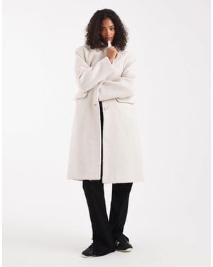 ONLY Fluffy Texture Overcoat - White