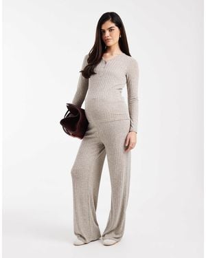 Mama.licious Mamalicious Maternity Over The Bump Wide Leg Tie Waist Pants - Natural