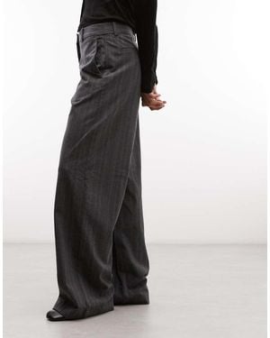 Weekday Wide Leg Tailored Trousers - Black