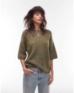 ARKET Alpaca And Wool Blend Short Sleeve Jumper - Green