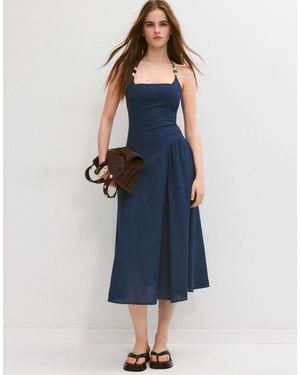 Stradivarius – neckholder-midikleid - Blau