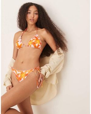 Mango Floral Tie Side Bikini Bottom - Orange