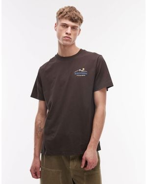 Rhythm Mountain Back Print T-Shirt - Brown