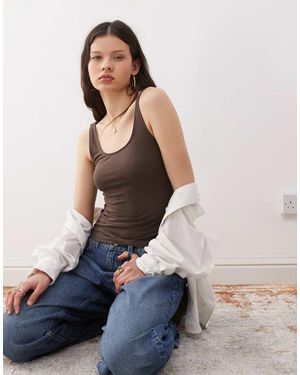 Weekday Canotta Con Schiena Scoperta E Scollo Squadrato - Blu