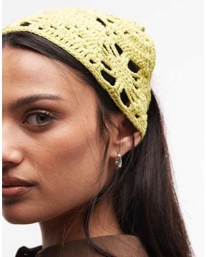 Reclaimed Vintage Crochet Knit Headscarf - Black