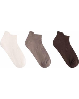 Oysho 3 paar sportsneakersocken mit lasche aus polyamidmix - Braun