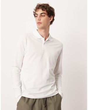 ASOS Essentials Long Sleeve Polo Shirt - White