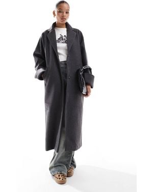 Noisy May Wool Look Maxi Overcoat - Black