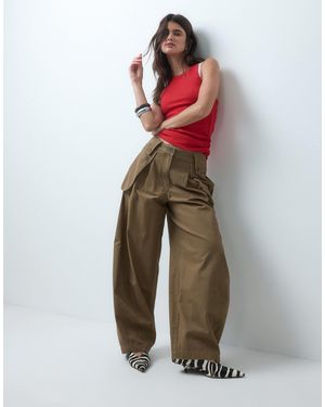 ASOS Cargo Trousers With Side Pocket Detailing - Red