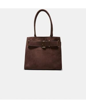 Stradivarius City Shopper Bag With Buckle Detail - Brown