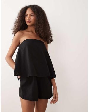 ASOS Bandeau Double Layer Playsuit - Black