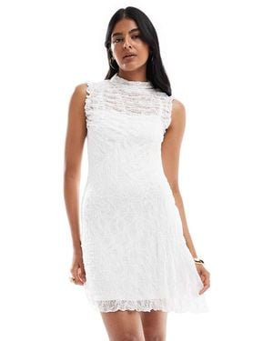 Vero Moda Ruched Lace Mini Dress With Lining - White