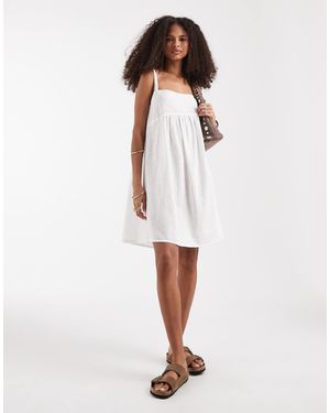 ONLY Cotton Mini Dress With Lace Detail - White