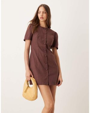 Nobody's Child Tara Puff Sleeve Tailored Mini Dress - Brown