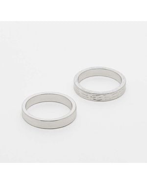 ASOS 2 Pack Band Ring Set With Texture - White