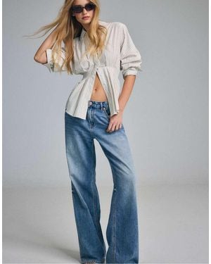 Stradivarius Pleated Poplin Shirt - White