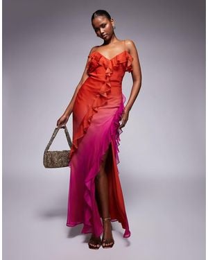 ASOS Chiffon Ombre Maxi Dress - Red