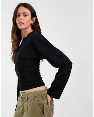 JJXX Top A Maniche Lunghe Con Vita Stretta - Nero