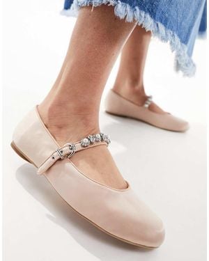 & Other Stories Satin Ballet Court Shoes With Embellishments - White