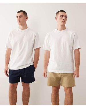 Jack & Jones 2 Pack Drawstring Chino Shorts - White