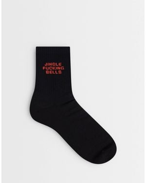 ASOS Socks With Christmas Swear Word Graphic - Black
