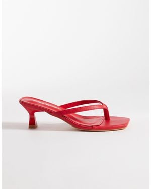 Public Desire Everlast Kitten Heel Toe Thong Sandals - Red