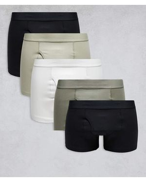 Weekday Confezione Da 5 Boxer Neri, Blu, Kaki E Bianchi - Nero