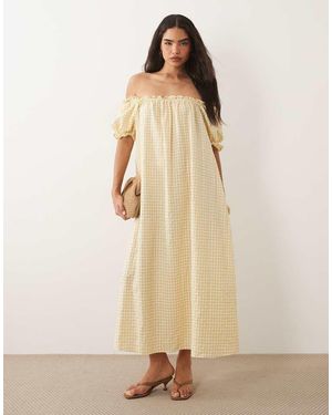 ASOS Puff Sleeve Maxi Dress - Natural