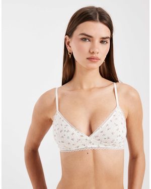 Lindex Floral Pointelle Bralette - Natural