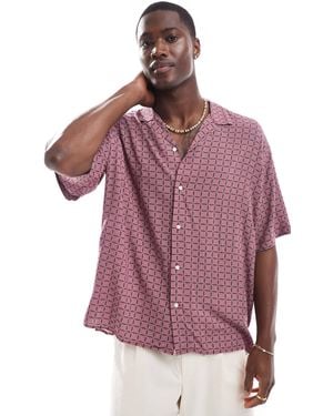 New Look Short Sleeved Tom Striped Shirt - Purple