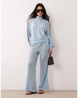 Kaiia Exclusive Crochet Contrast Stripe Pants Co-ord - Blue