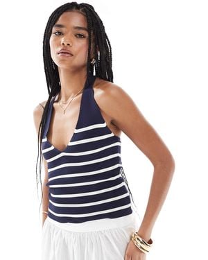 Pimkie – neckholder-top aus feinstrick mit streifen - Blau