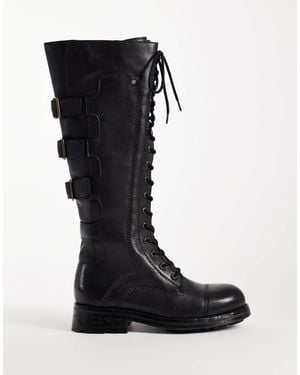 Bronx Strick-er bottes montantes à lacets en cuir - Noir