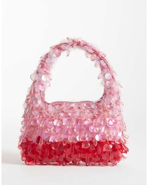 River Island Bolso De Mano Con Diseño Degradado Con Cuentas De - Rosa