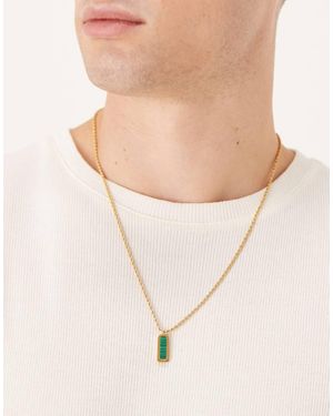ASOS Collar Con Colgante Rectangular Con Piedra Verde De Acero Inoxidable Resistente Al Agua De - Neutro