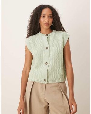 ASOS Chaleco De Corte Cuadrado Con Detalle De Botones De Punto De -Verde - Neutro