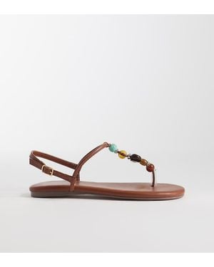 SIMMI Simmi London Wide Fit Ishah Flat Sandals With Stones - Brown