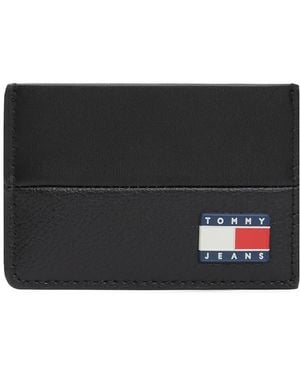 Tommy Hilfiger Tarjetero Negro Con Logo De Bandera Heritage De