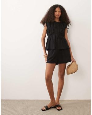 ASOS Double Layer Playsuit With Tie Detail - Black