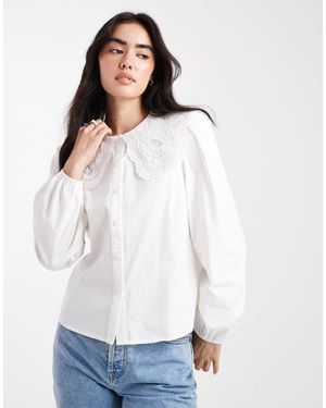 New Look Embroidered Collar Shirt - White