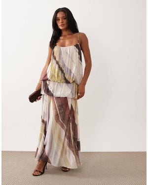 ASOS Bubble Tiered Cami Strap Maxi Dress - Natural