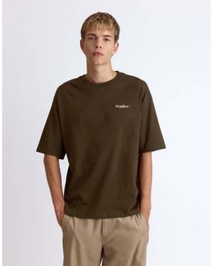Pull&Bear Relaxed-Fit T-Shirt Met Grafische Slogan - Bruin