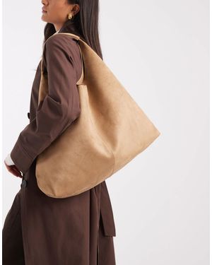 ASOS Faux Suede Scoop Tote Bag - Brown